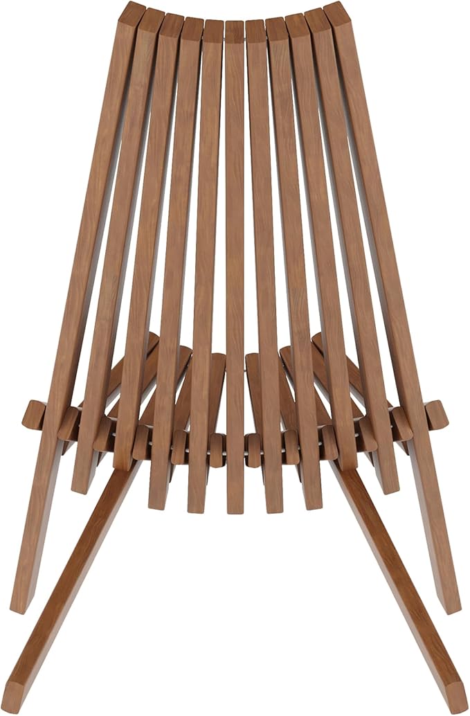 Flash Furniture Delia Commercial Indoor/Outdoor Wood Folding Chair, Low Profile Lounge for Patio, Porch, or Garden, Versatile Weather-Resistant Acacia Wood, Brown