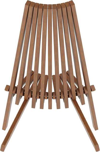 Flash Furniture Delia Commercial Indoor/Outdoor Wood Folding Chair, Low Profile Lounge for Patio, Porch, or Garden, Versatile Weather-Resistant Acacia Wood, Brown