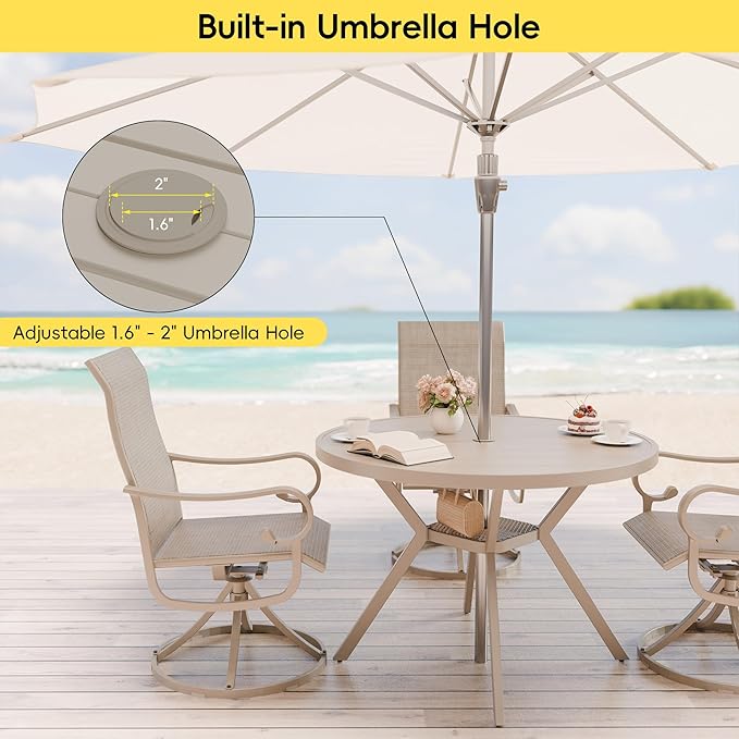 Betterhood 42” Outdoor Patio Table, Metal Patio Dining Table for All Weather, Round Outdoor Coffee Table - Photo 4