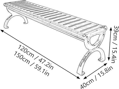 Metal Garden Benches for Outdoors Front Porch Chairs Weatherproof Patio Bench with Cast Aluminum Frame for Backyard, Deck, Lawn, Poolside, Outdoor Furniture(120 * 40 * 39cm)