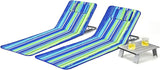 COSTWAY 3-Piece Beach Lounge Chairs, Outdoor Lounger with Side Table, 5 Reclining Positions - Photo 1