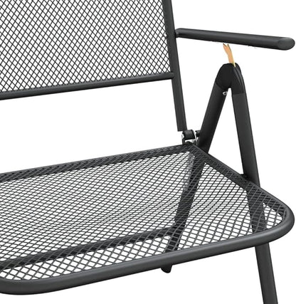 Folding Garden Chair Set of 4 Metal Mesh Patio Chairs Anthracite 24 x 22 x 42 in Adjustable Backrest Stackable Outdoor Balcony Bistro Seating for Yard Deck Terrace