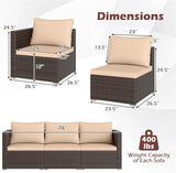 Tangkula 3 Seat Outdoor Wicker Sofa Set, Modular PE Rattan Patio Cushioned Sectional Couch Set - Photo 3