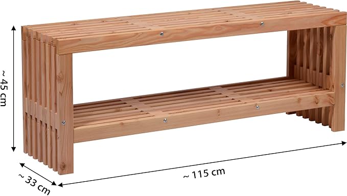 dobar® Green Label Freja 29109FSCe Garden Bench with Firewood Compartment Modern Bench with Storage Space Robust Douglas Fir Wood with Protective Glaze Solid Wooden Bench 115 x 30 x 45 cm Natural