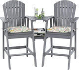Sundale Outdoor Tall Adirondack Chairs Set of 2 with Table, Patio HDPE Bar Set, 3 PCS Counter Height Dining Bistro Set - Photo 1