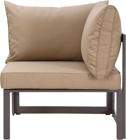Modway Fortuna Aluminum Outdoor Patio Corner Chair in Brown Mocha