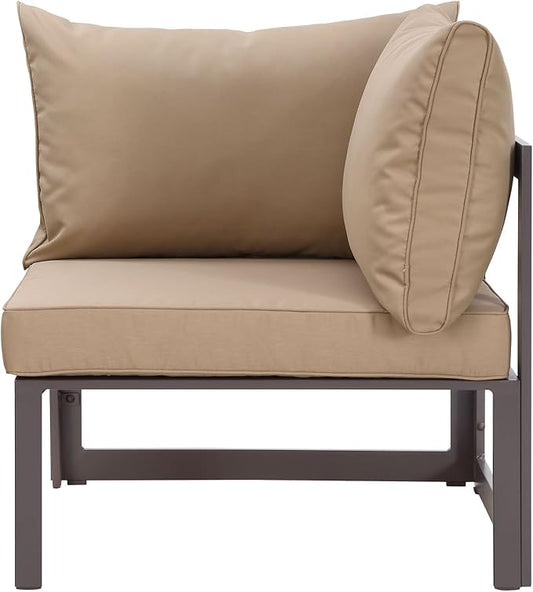 Modway Fortuna Aluminum Outdoor Patio Corner Chair in Brown Mocha
