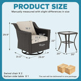 6 Pieces Patio Conversation Furniture Set - 4 Swivel Chairs, 2 Side Tables - Photo 2