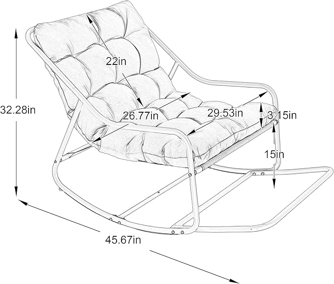 Rocking Chair with Foot Rest, Outdoor Indoor Rocking Lounge Chair with Cushion - Photo 2