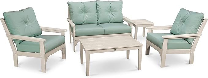 POLYWOOD® Vineyard 5-Piece Deep Seating Set in Sand/Spa