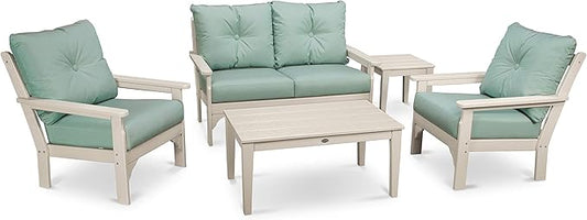 POLYWOOD® Vineyard 5-Piece Deep Seating Set in Sand/Spa
