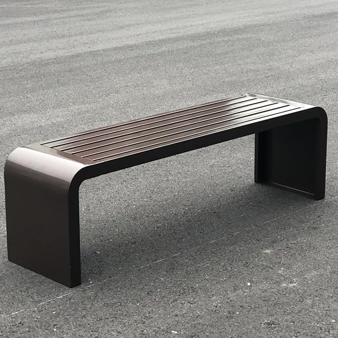 Garden Bench, Outdoor Patio Backless Bench, Metal Garden Benches, All-Weather Park Bench for Garden, Porch, Lounge(Color:Brown,Size:120 * 40 * 45cm/47 * 16 * 18in)