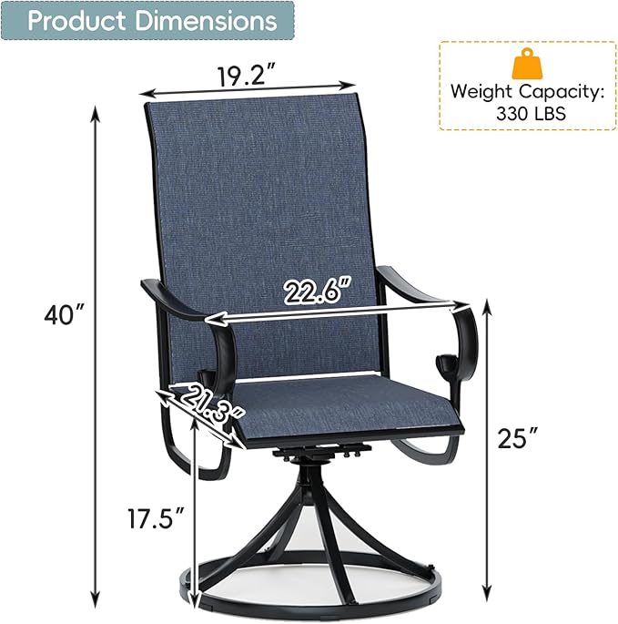 Patio Swivel Chairs Set of 4, Outdoor Dining Chairs with High Back - Photo 3