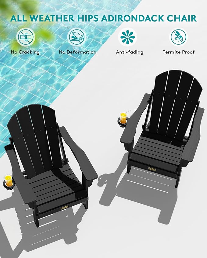 SERWALL Folding Adirondack Chair Set of 2 - Photo 7