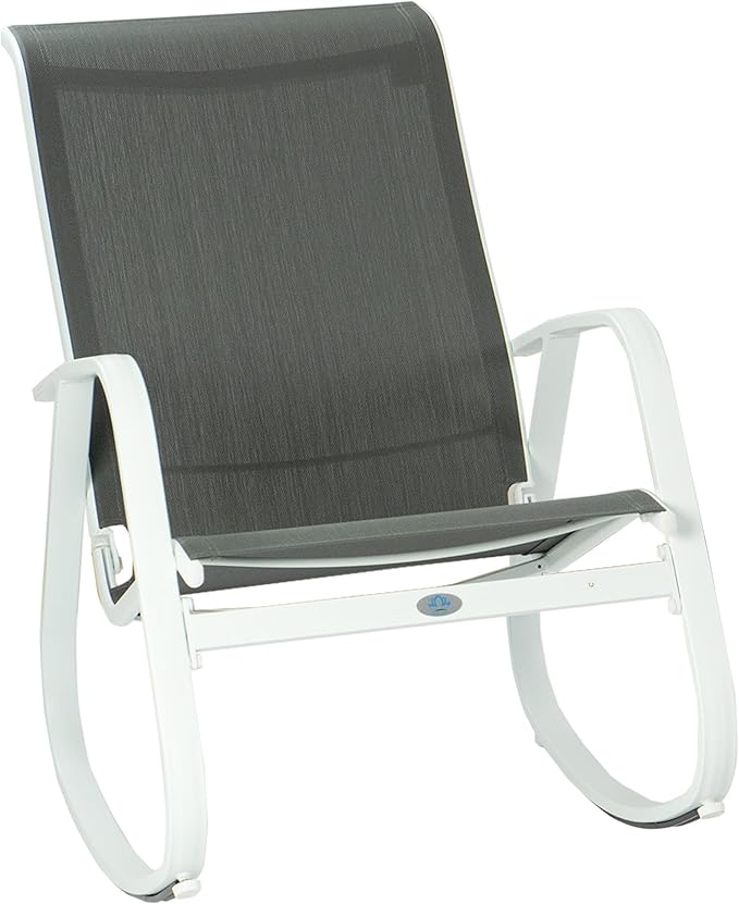 Kozyard Outdoor Patio Rocking Sling Chair, Powder Coated Aluminum Frame, Weather Resistant and Breathable Mesh Fabric for Patio, Porch, Yard, Garden (Grey, Chair)
