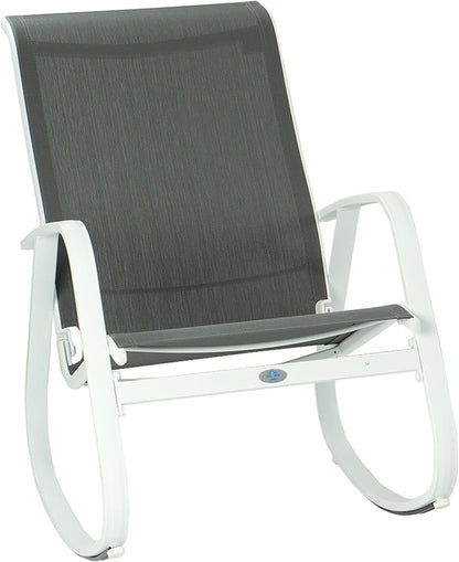 Kozyard Outdoor Patio Rocking Sling Chair, Powder Coated Aluminum Frame, Weather Resistant and Breathable Mesh Fabric for Patio, Porch, Yard, Garden (Grey, Chair)