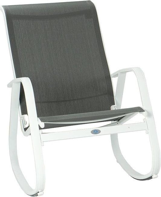 Kozyard Outdoor Patio Rocking Sling Chair, Powder Coated Aluminum Frame, Weather Resistant and Breathable Mesh Fabric for Patio, Porch, Yard, Garden (Grey, Chair)