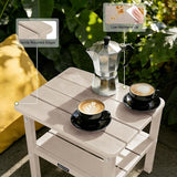 Outdoor Side Table HDPE Small Outdoor End Table Patio Side Tables Square for Backyard Pool Porch Balcony Double Layer - Photo 4