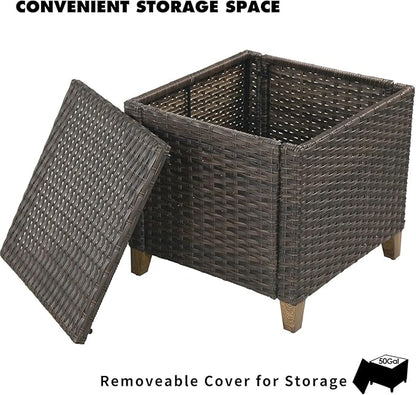 Grand patio Outdoor Furniture, Patio Wicker Sectional Sofa Modular Furniture Set Single Sofa with Thick Cushions for Deck Porch Poolside Garden (Side Table)