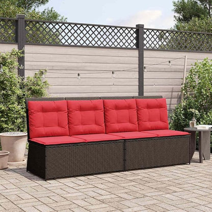 2-Person Reclining Garden Bench, Outdoor Poly Rattan Patio Loveseat with Adjustable Backrest and Comfortable Cushions, Brown