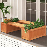 Outdoor Planter Bench, 45 Gallon Outdoor Bench Wooden Raised Garden Bed with Planter Box - Photo 9
