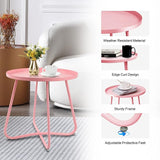 Babion Pink Round Side Table for Outdoor Patio, Yard, Garden, and Indoor Use - Small Steel Accent End Table - Photo 4