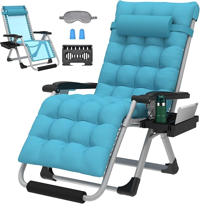 ZENPETIO 29In XL Zero Gravity Chair w/Cushion, Zero Gravity Recliner Lounge Chair for Indoor and Outdoor - Photo 1