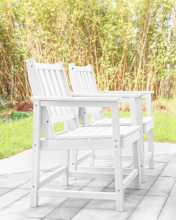 Patio Dining Chair Set of 2, HDPE Outdoor Dining Chair, Ergonomic HDPE Dining Chairs with Deep Seating - Photo 9