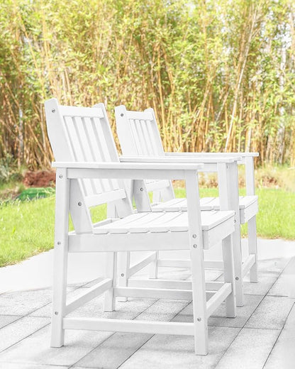Patio Dining Chair Set of 2, HDPE Outdoor Dining Chair, Ergonomic HDPE Dining Chairs with Deep Seating, All Weather Outdoor Chairs Furniture for Backyard, Deck, Garden, Poolside, Pearl