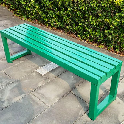 Weatherproof Metal Dining Bench, Outdoor Bench Backless Patio Bench 2-Person Farmhouse Bench Garden Bench for Kitchen, Living Room, Entryway(Green,5.9ft)
