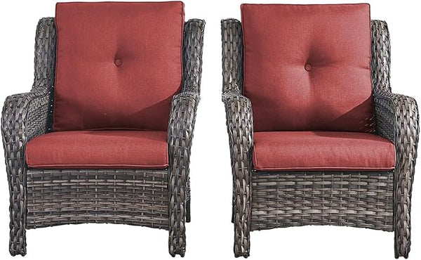 Rilyson Patio Furniture Chairs Outdoor Chair - 2 Piece Wicker Rattan Chairs Set with High Back and Deep Seating for - Photo 1