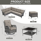 Belord 8 Piece Wicker Patio Furniture Set, Outdoor Swivel Rocker Chairs Set of 2 with Ottomans and Sectional Couch - Photo 2
