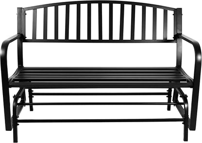 Sunnydaze 50-Inch 2-Person Glider Garden Bench - 615-Pound Weight Capacity - Black