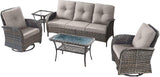 5 Pieces Wicker Patio Furniture Set-Outdoor Swivel Rocker Patio Chairs Patio Sofa Set with Tempered Glass Top Outdoor - Photo 3