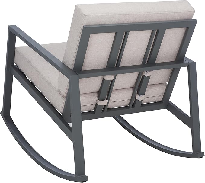 SAFAVIEH Outdoor Collection Cantor Grey/Light Grey Cushion Rocking Chair