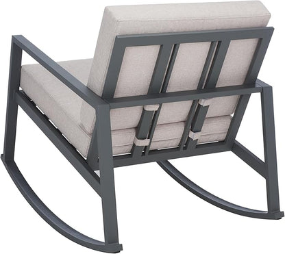 SAFAVIEH Outdoor Collection Cantor Grey/Light Grey Cushion Rocking Chair