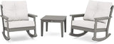 Polywood Vineyard 3-Piece Deep Seating Rocker Set (Slate Grey/Textured Linen) - Photo 1