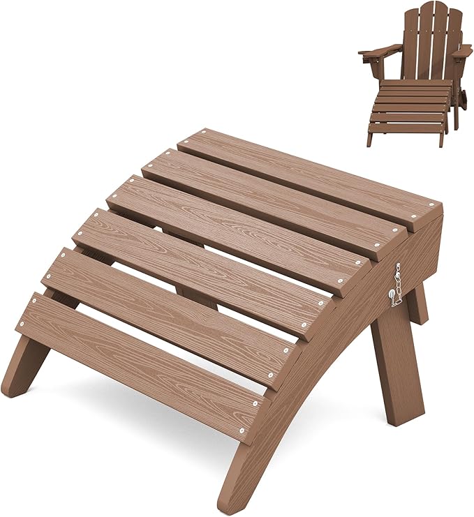 KINGYES Folding HDPE Adirondack Chairs Ottoman
