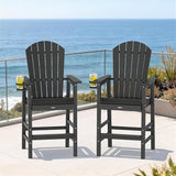 VINGLI Tall Adirondack Chair, All-Weather Plastic Adirondack Chair with Cup Holder Heavy-Duty Outdoor Barstools for - Photo 6