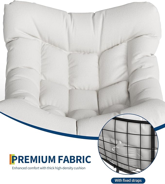 GAOMON Outdoor Oversized Papasan Rocking Chair with Footrest - Patio Lounge Chair with Ottoman - Photo 8