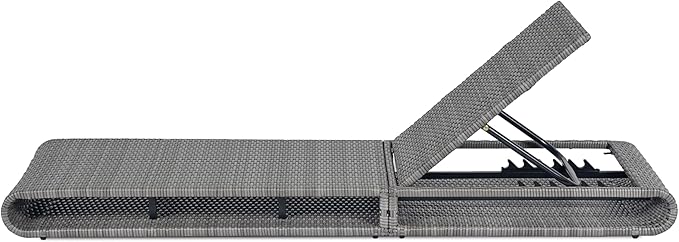 Christopher Knight Home Edsel Wicker Chaise Lounge Chair Outdoor, PE Faux Rattan Patio Outdoor Chaise Lounge with Iron Frame, Adjustable Backrest Single Lounge Sofa, Poolside Seating, Grey