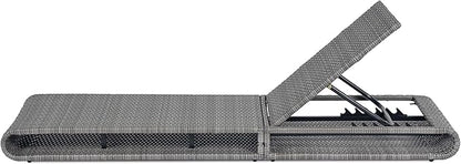 Christopher Knight Home Edsel Wicker Chaise Lounge Chair Outdoor, PE Faux Rattan Patio Outdoor Chaise Lounge with Iron Frame, Adjustable Backrest Single Lounge Sofa, Poolside Seating, Grey
