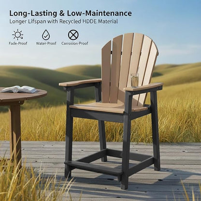 OTSUN Tall Modern Adirondack Chair, All Weather HDPE Bar Height Adirondack Stools Widened Durable Design for Porch Patio Yard Lawn Fire Pit Bistro Basement Indoors & Outdoors