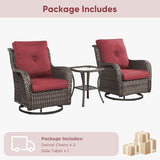 Belord Patio Wicker Chairs Swivel Rocker, Outdoor Patio Furniture Set with Rattan Side Table - Photo 8