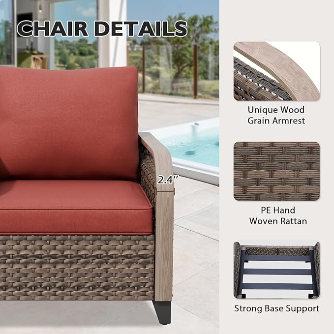 EAGLE PEAK Wicker Outdoor Patio Sofa Modern Rattan Patio Furniture Loveseat for Backyard Deck Porch Balcony - Photo 4