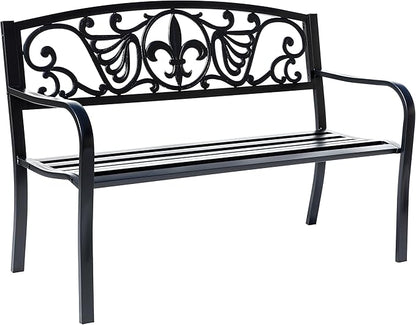 Hi-Line Gift Ltd. Sleek Black - Steel and Cast Iron Garden Bench in Timeless Black