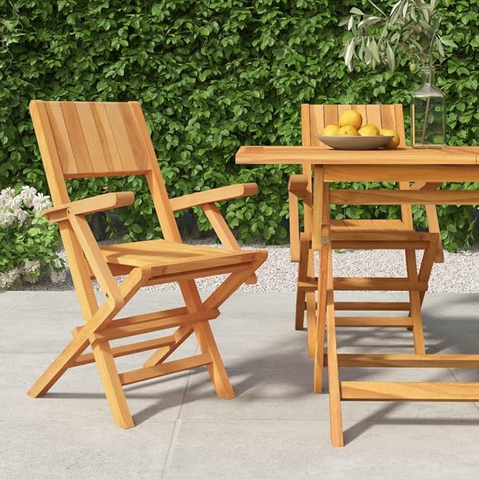 Folding Patio Chairs 2 pcs 21.7"x24"x35.4" Solid Wood Teak Outdoor Chairs Furniture Balcony Furniture Suitable for Gardens, Pools, patios.