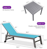 PURPLE LEAF Patio Chaise Lounge Set for 4 Outdoor Chaise Lounge Chair with Aluminum Frame and Easy-to-Move Wheels Pool - Photo 3