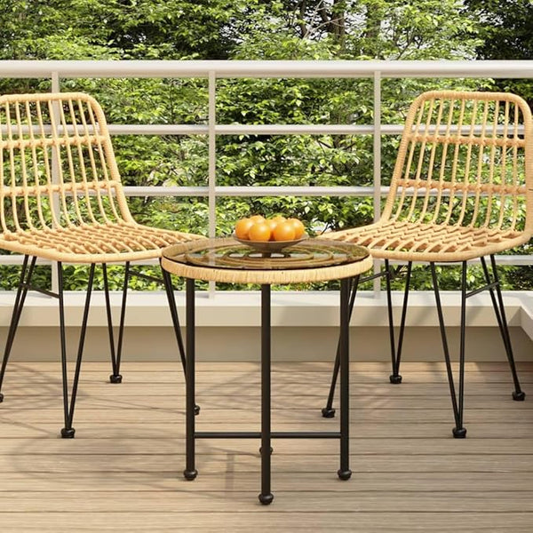 Round Bistro Dining Table 19.7 in Clear Glass Top & Steel Legs, Weather-Resistant Small Patio Table for Balcony, Garden - Photo 1