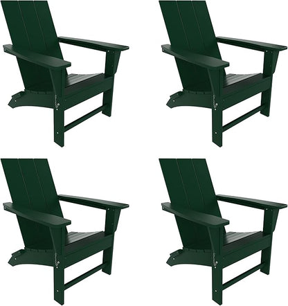 WestinTrends Ashore Modern Outdoor Folding Adirondack Chair (Set of 4), Dark Green